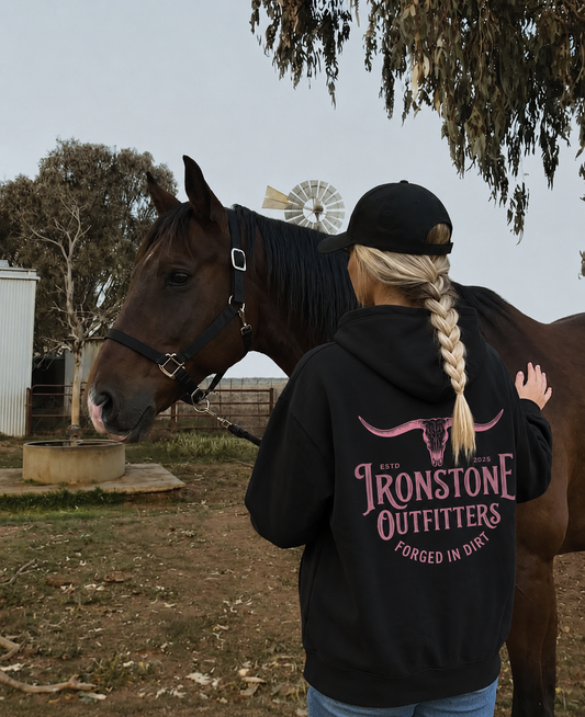 Black & pink ironstone hoodie (pre-order)